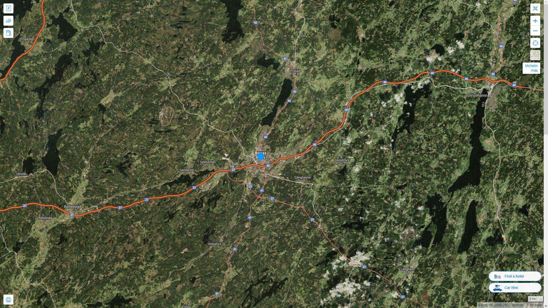 Boras Highway and Road Map with Satellite View